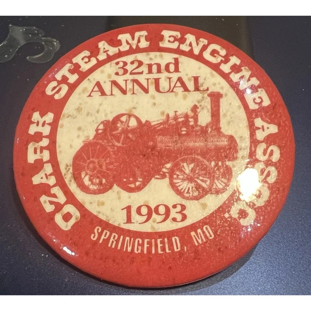 Vintage 1993 Ozark Steam Engine Association 32nd Annual Pinback Button MO